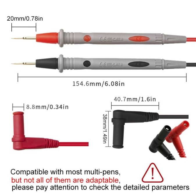 Test leads 1000V 20A Ultra-Sharp Gold-Plated Test Probe Lead for ...
