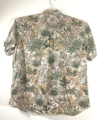 Mens Game Guard XL Shirt 2 Front Pocket SS  Jungle Floral Green 100 % Cotton