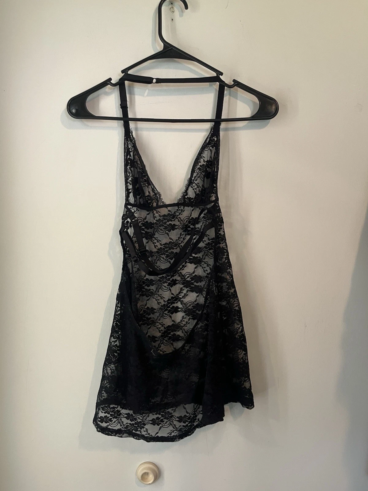 UNDERCOVER Abito lingerie Victorias Secret nero pizzo reggicalze collo schiena bassa spalline sexy