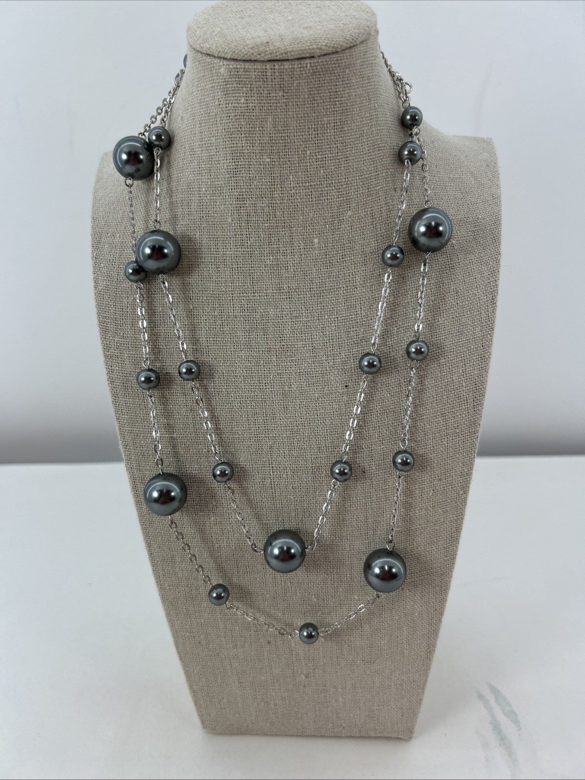 42” Silver Adjustable Necklace EUC - image 1