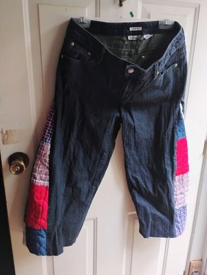 Upcycled Quilt Panel Jeans Handmade Women's Denim Cottagecore Wear Sz 10 Stretch
