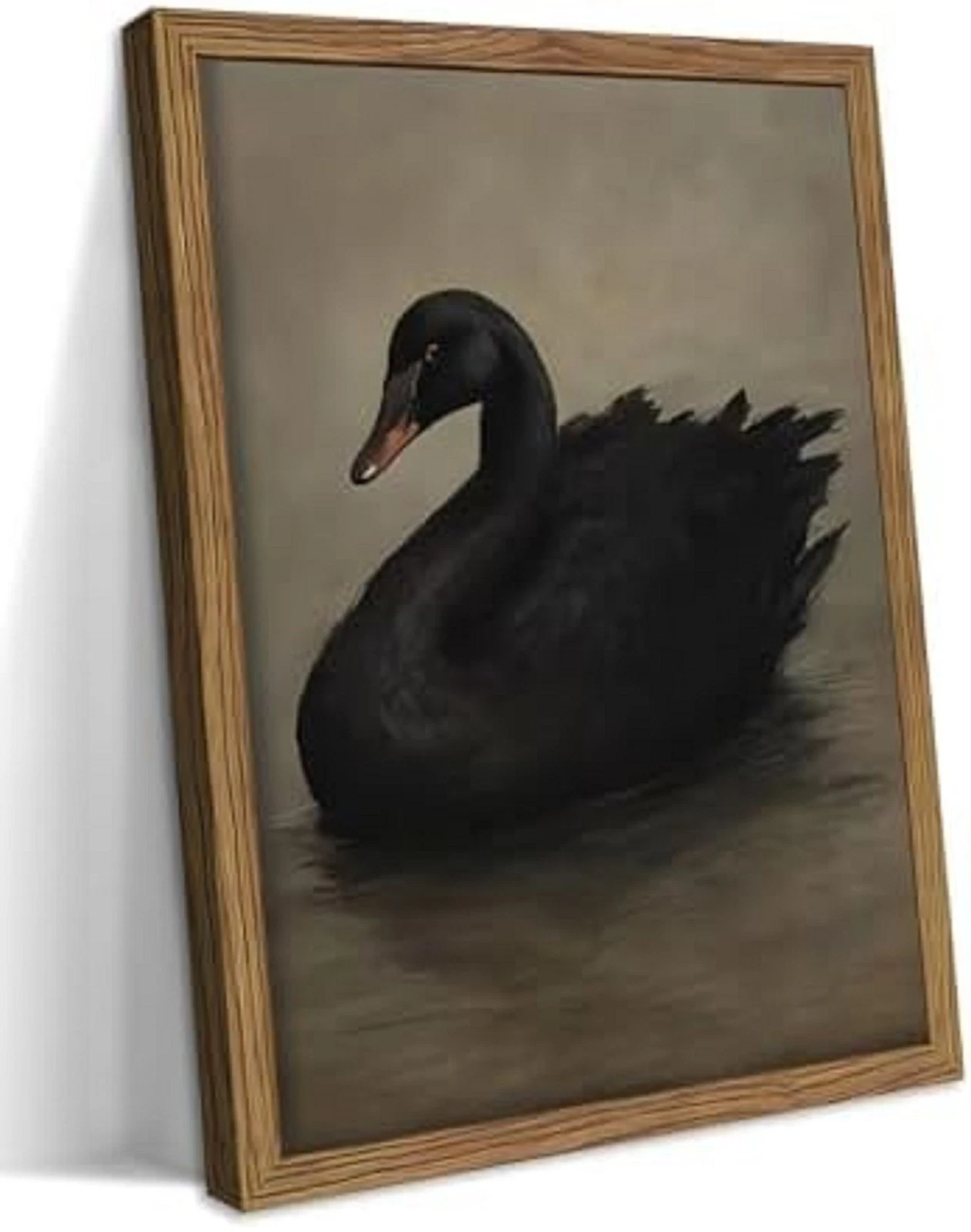 Vintage Black Swan Wall Art, Dark Academia Swan Canvas Wall Decor Painting, Goth