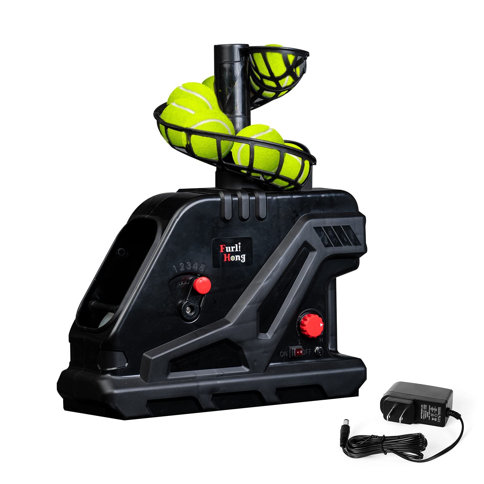 3809BH Tennis Ball Machine, Max 30 MPH, Adjustable Launching Angle and Interv