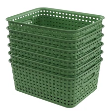 Plastic Woven Storage Baskets 6 Packs