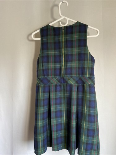 Lands End School Uniform Girls Plaid Jumper Top of Knee Navy Green Size 12 - Picture 3 of 4