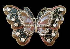 Brown Rhinestones Butterfly Butterflies Belt Buckle Buckles