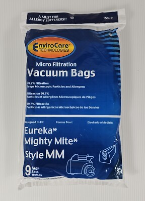 9 EnviroCare Micro Filtration Vacuum Bags for Eureka MM Mighty Mite NEW