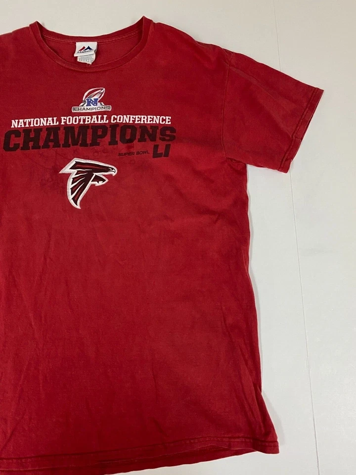 Camisa grande de los Atlanta Falcons para hombre roja majestuosa campeones de la NFL Foto 2 de 4