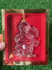 clear crystal skiing snowman ornament Made In Germany Gold Tassel Hanger