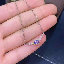 3 CT Oval Cut Blue Sapphire Diamond Pendant 14k White Gold Finish Free Chain