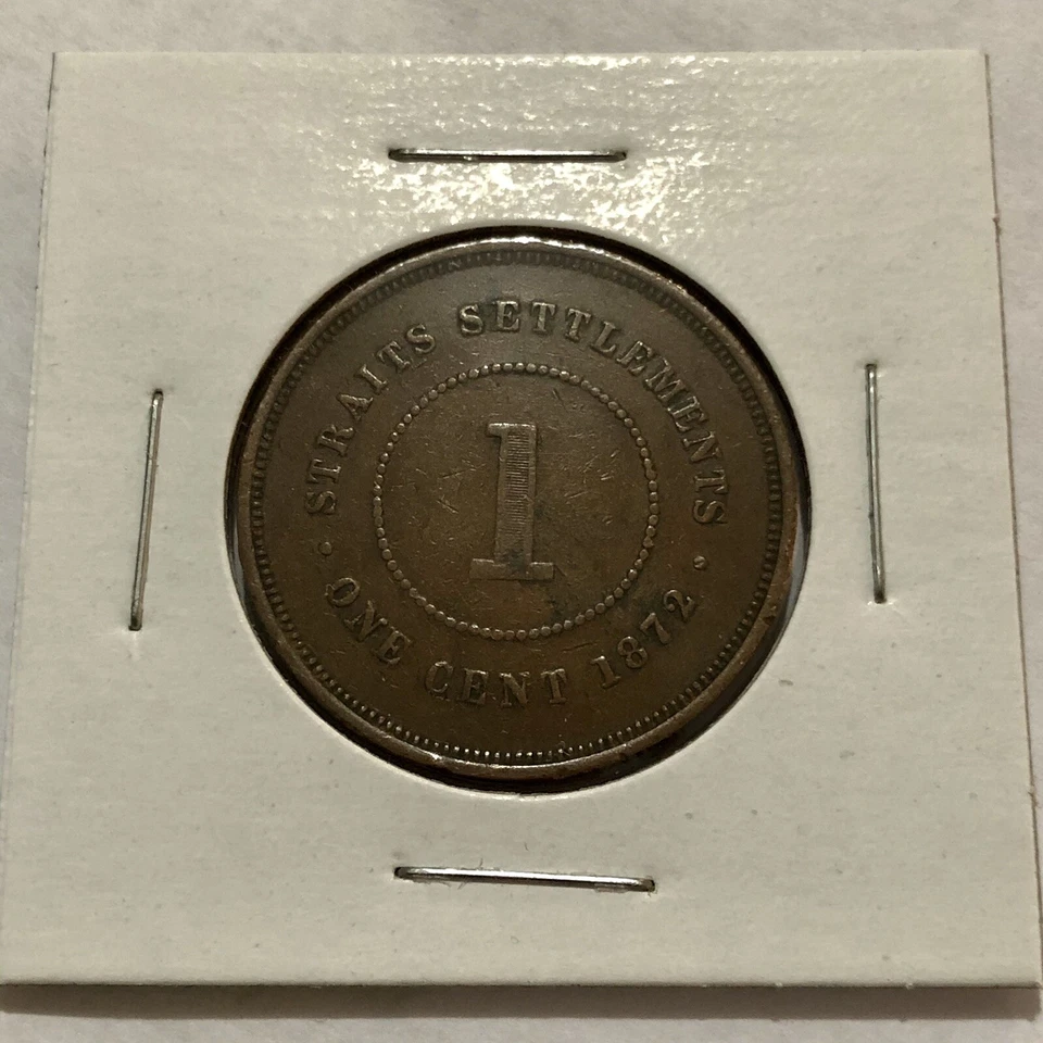 1872H Straits Settlements /Malaysia,Queen Victoria, One Cent,Copper Coin,Antique - Image 3 of 4
