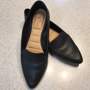 black leather pointed toe flats