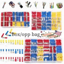 102/1200 Assorted Insulated Electrical Wire Terminals Crimp Connectors Spade Kit