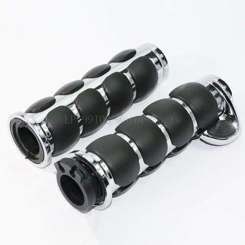 1" Black Chrome Motorcycle handlebar Hand Grips for Honda Suzuki Kawasaki Yamaha - Picture 16 of 30