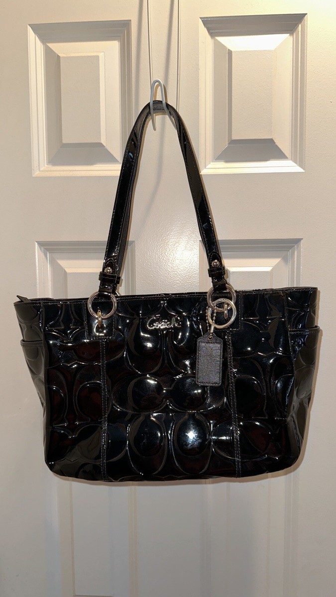 COACH Black Patent Leather Embossed C East West Gallery