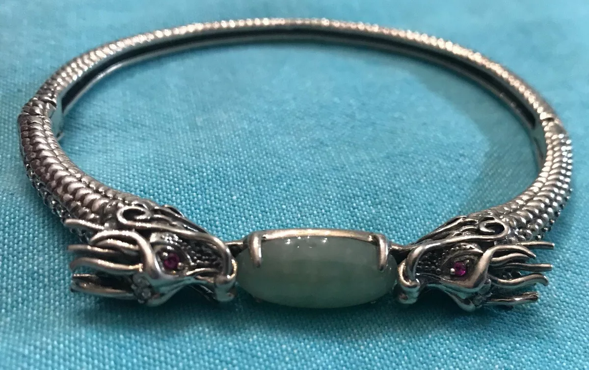 Designer Hilary Joy Sterling Silver Chinese Dragon Jade Caviar
