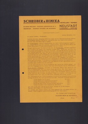 NEUSTADT, Brief 1949, Schreiber & Heneka Weinkellerei