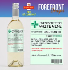 Personalised Prescription white wine spoof bottle label, Birthday/Wedding/ Gift 