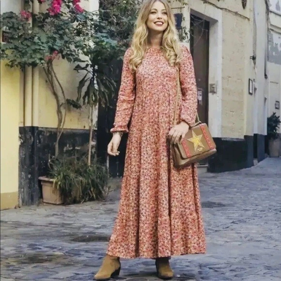 Printed flowing top dress zara