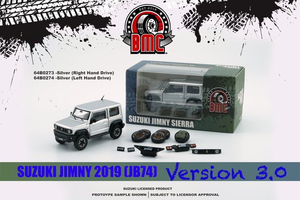 1:64 Scale Silver Suzuki Jimny JB74 3rd Gen Diecast by BM Creations