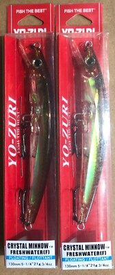 Yo-Zuri Crystal Minnow  - 2 PACK -5 1/4''- New- Real Smelt