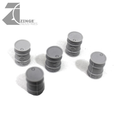 Zinge Industries - True Scale 28mm Oil Barrels - Sprue of 5 S-TSB01