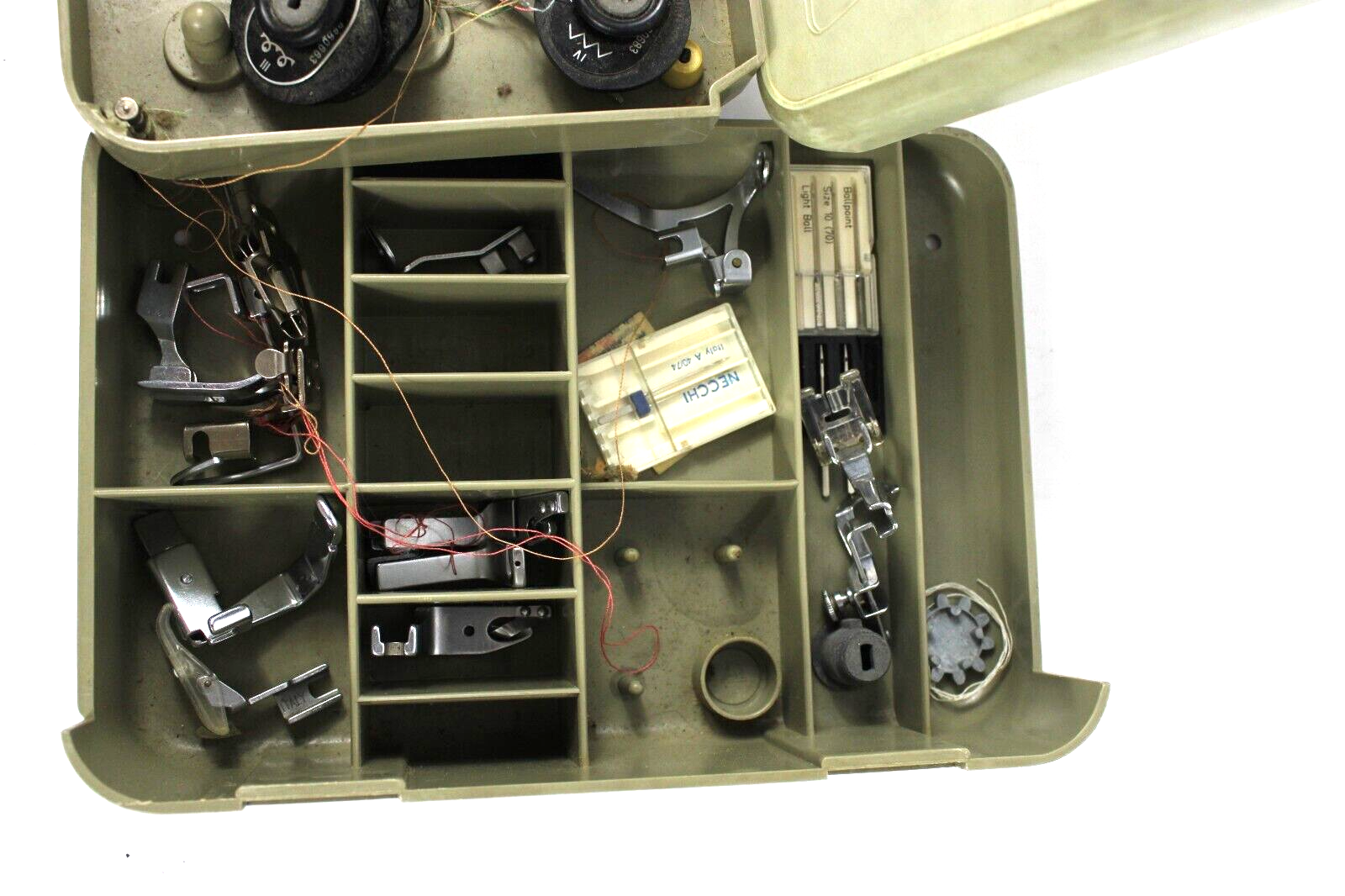 Vintage Necchi Sewing Machine Accessories Cams Attachment Feet Box Parts Genuine eBay