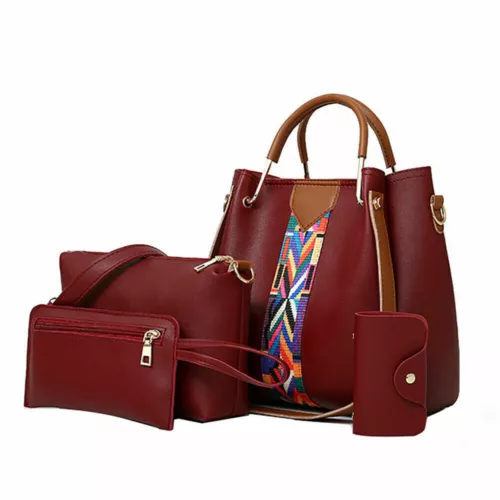 4Pcs/Set Women Lady Leather Handbags Messenger Shoulder Bags Tote Satchel Purse - Picture 2 of 35