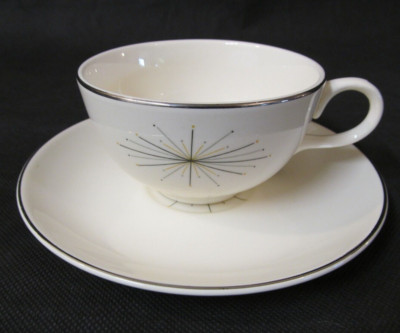 Homer Laughlin Coffee Cup and Saucer Atomic Starburst Mid Century