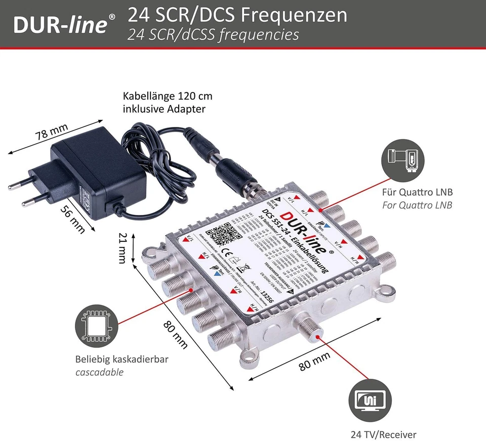 DUR-line DCS 551-24 preiswerte Einkabellösung für 24 Teilnehmer für Quattro LNB - Bild 3 von 4