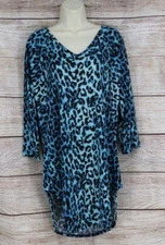 Womens Size S/M Pullover Leopard Print V-Neck Tunic Top Shirt