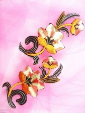Orange Yellow Embroidered Appliques Floral Mirror Pairs GB696X