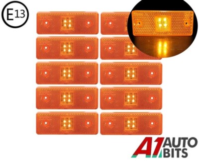 10 Stück 12V LED Seitenmarkierungsleuchte Orange Bernstein E-Mark Trailer