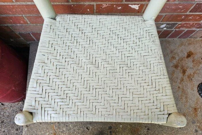 古董阿米什摇椅梯背编织柳条座椅白色 — 第 4/4 张图片