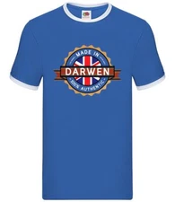 Made In Darwen - Mens Ringer - Town City Village Born Love Live Homewtown