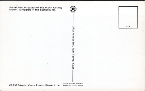 Postcard CA -Aerial view of Sausalito and Marin County with Mount Tamalpais - Picture 2 of 2