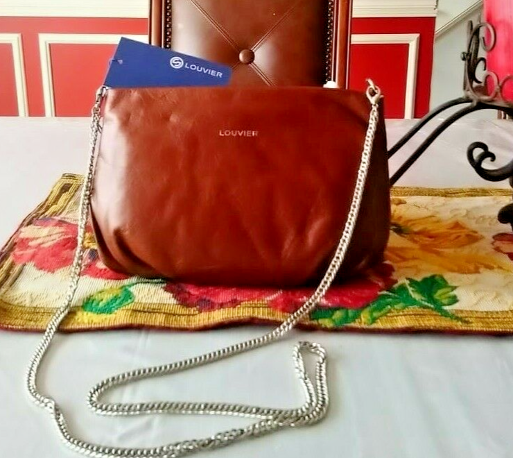 Louvier Paris Signature Ody Brown Handbag Crossbody Bag Purse Clutch