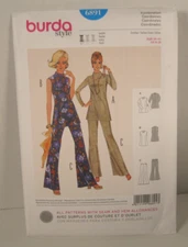 Burda 6891 Easy Top w/Sleeve Variations & Flared Pants Misses 8-18 Pattern Uncut