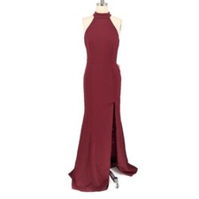 BHLDN Halter A Line Open Back Maxi Dress Maroon 2 wedding evening formal classic