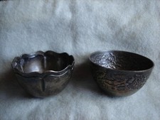 Antique Pair Unmatched Sterling Salt Cellars Marked