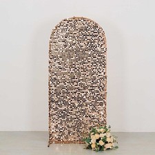 6 ft BLUSH Big Payette Sequin Fitted Round Top Wedding Arch STAND COVER Party