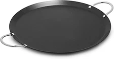 13.5in Nonstick Carbon Steel Comal Round Flat Tortilla Pan with Handles - USA