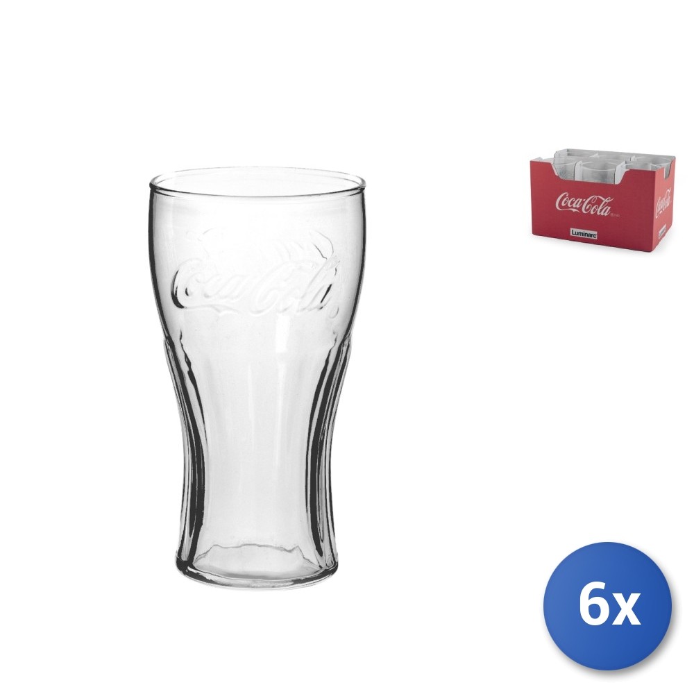 6 Vasos Coca-Cola De Vidrio Transparente CL 37