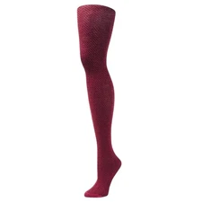 Italian 80% Cotton Tights Size Tall Burgundy Herringbone Wine B.ella New Hosiery