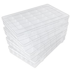 4 Pack 36-Grid Bead Organizer with Adjustable Dividers - Clear Craft Organize...
