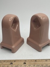 VTG Porcelain Bathroom Dark Peachy Mauve Towel Holder Wall Mount Restorative NOS