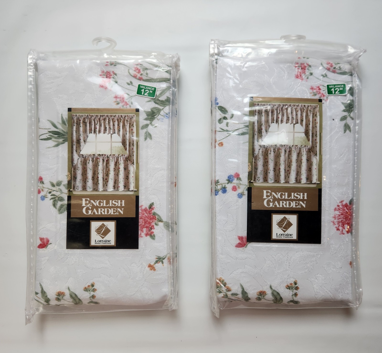 NEW 2 Lorraine Home Fashions English Garden Tailored Valance 55” x 12”