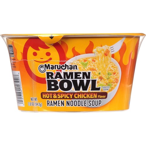 Maruchan Chicken Flavor Ramen Noodle Bowls – 12-Pack, 3.31 Oz Each, With Veggies