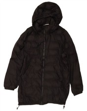 ZARA Womens Hooded Padded Coat UK 16 Large Black Polyester DQ01