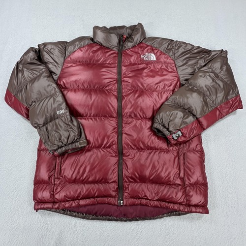 Vintage North Face 600 Fill Down Jacket Mens Large Burgundy Brown Puffer Nuptse